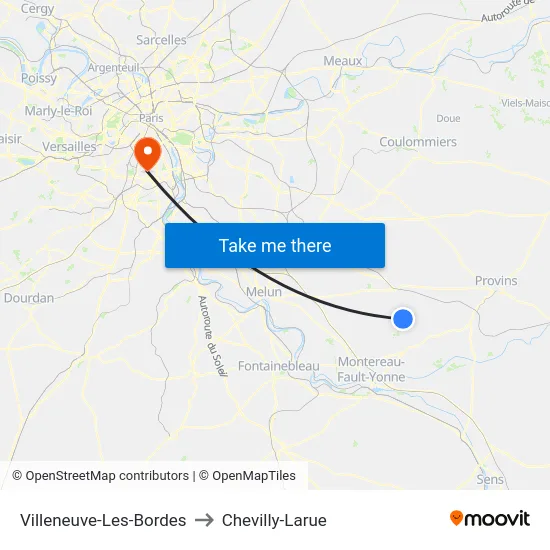 Villeneuve-Les-Bordes to Chevilly-Larue map
