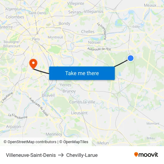Villeneuve-Saint-Denis to Chevilly-Larue map