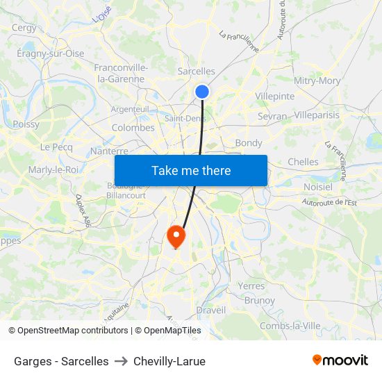 Garges - Sarcelles to Chevilly-Larue map