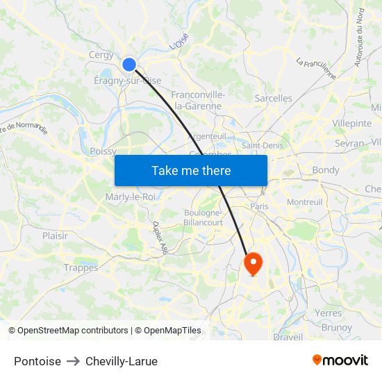 Pontoise to Chevilly-Larue map