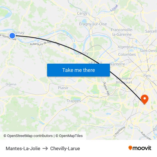 Mantes-La-Jolie to Chevilly-Larue map