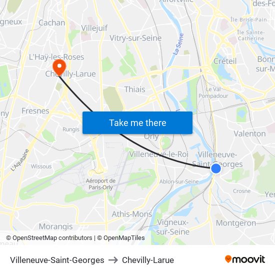 Villeneuve-Saint-Georges to Chevilly-Larue map