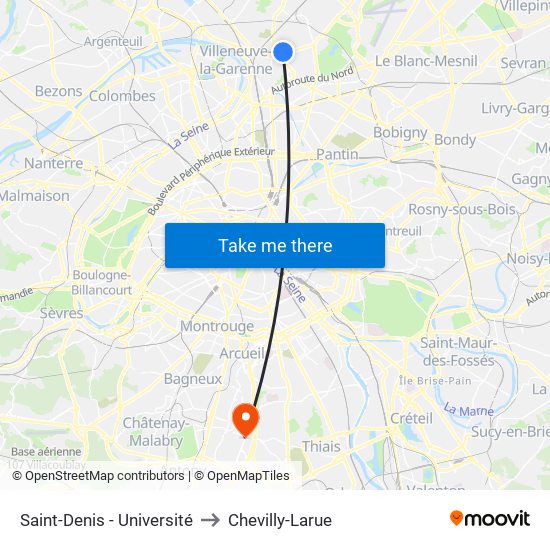 Saint-Denis - Université to Chevilly-Larue map