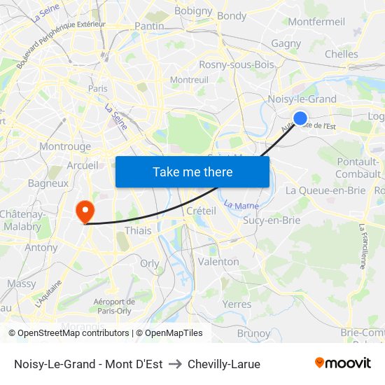 Noisy-Le-Grand - Mont D'Est to Chevilly-Larue map