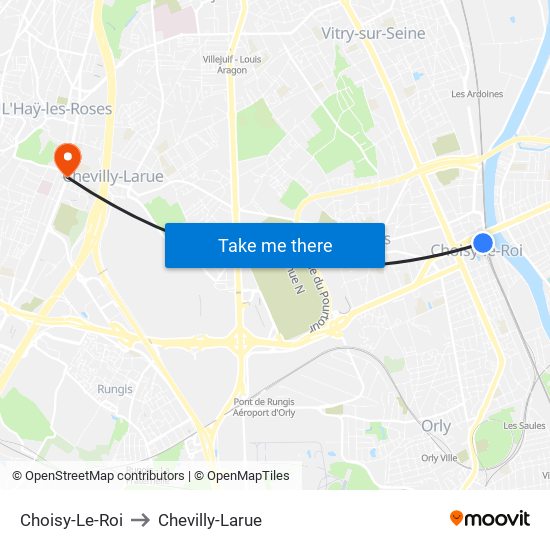 Choisy-Le-Roi to Chevilly-Larue map