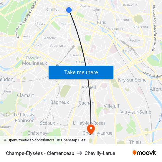 Champs-Élysées - Clemenceau to Chevilly-Larue map