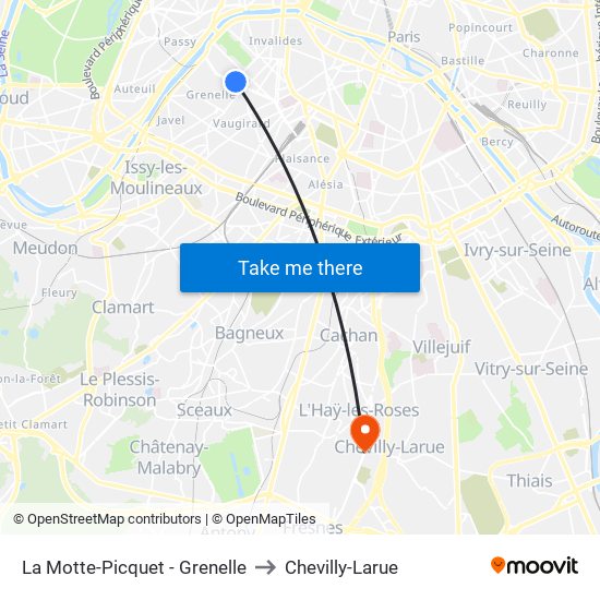 La Motte-Picquet - Grenelle to Chevilly-Larue map