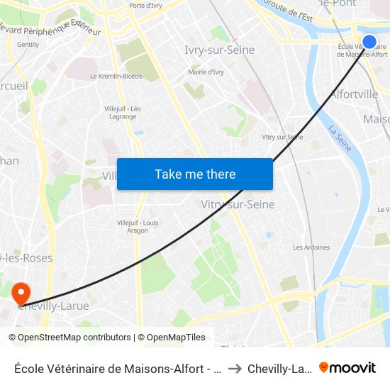 École Vétérinaire de Maisons-Alfort - Métro to Chevilly-Larue map