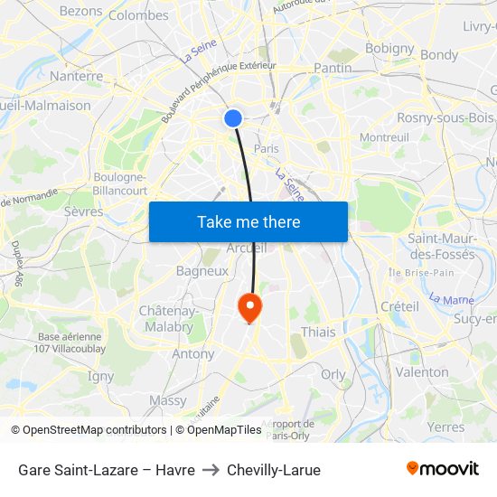 Gare Saint-Lazare – Havre to Chevilly-Larue map