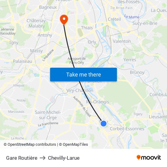Gare Routière to Chevilly-Larue map