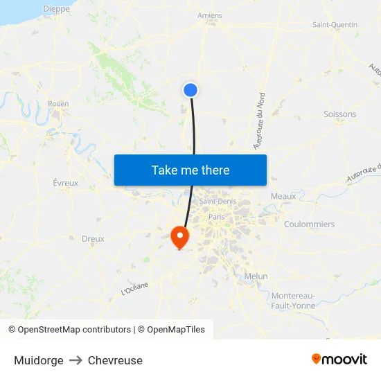Muidorge to Chevreuse map