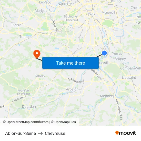 Ablon-Sur-Seine to Chevreuse map