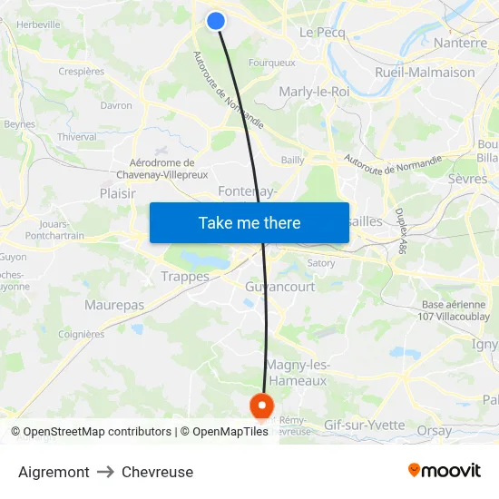 Aigremont to Chevreuse map