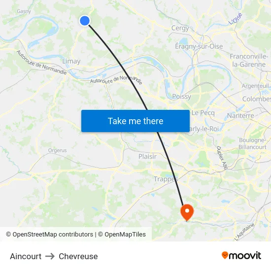 Aincourt to Chevreuse map