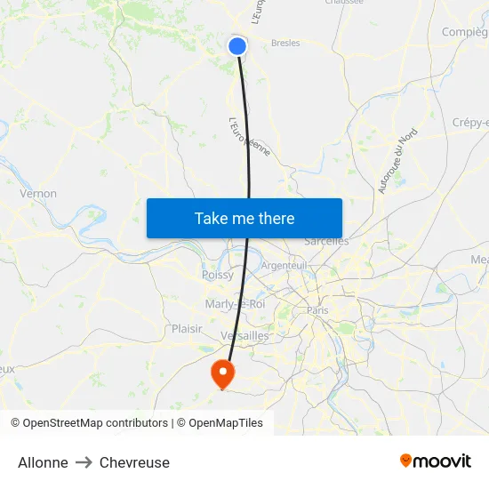 Allonne to Chevreuse map