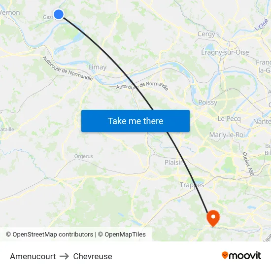 Amenucourt to Chevreuse map