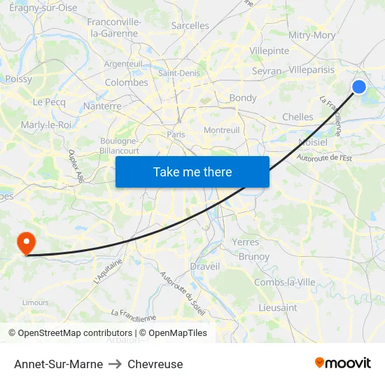 Annet-Sur-Marne to Chevreuse map