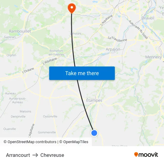 Arrancourt to Chevreuse map