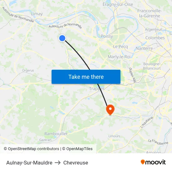 Aulnay-Sur-Mauldre to Chevreuse map