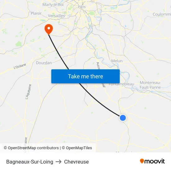 Bagneaux-Sur-Loing to Chevreuse map