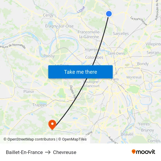 Baillet-En-France to Chevreuse map