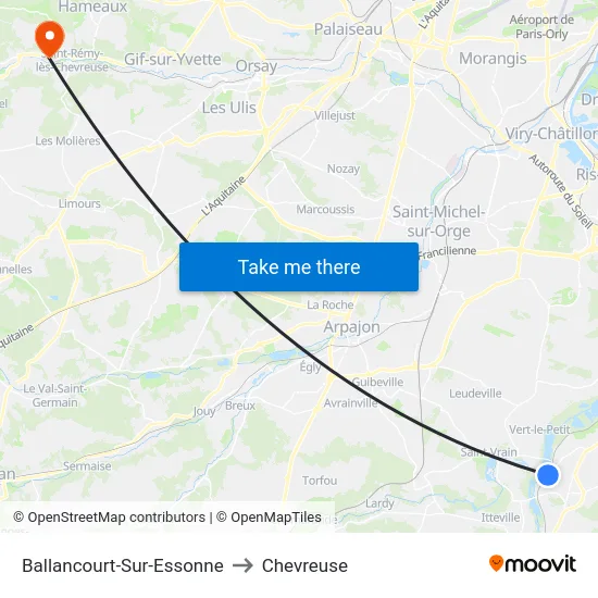 Ballancourt-Sur-Essonne to Chevreuse map