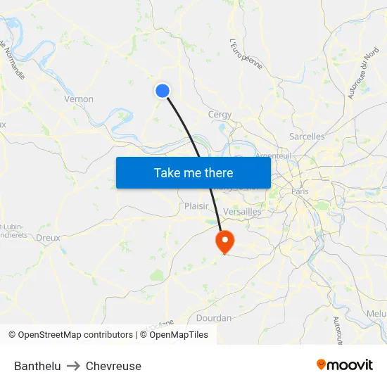 Banthelu to Chevreuse map