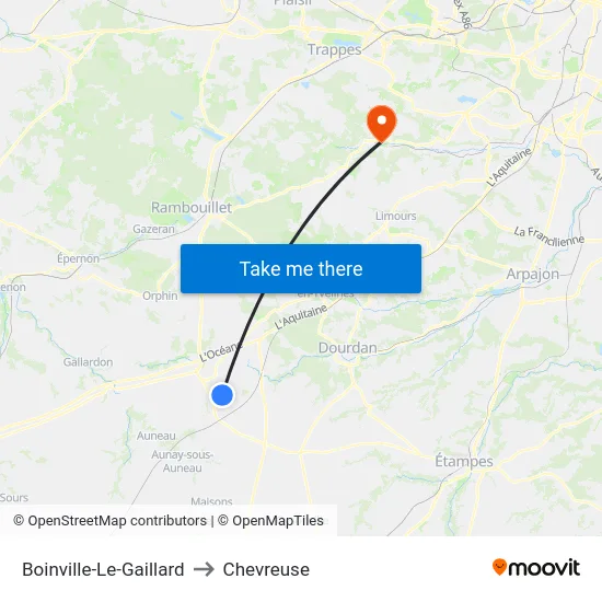 Boinville-Le-Gaillard to Chevreuse map