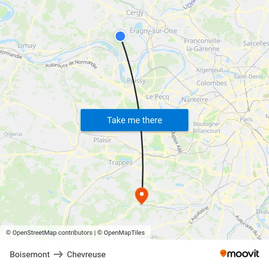 Boisemont to Chevreuse map