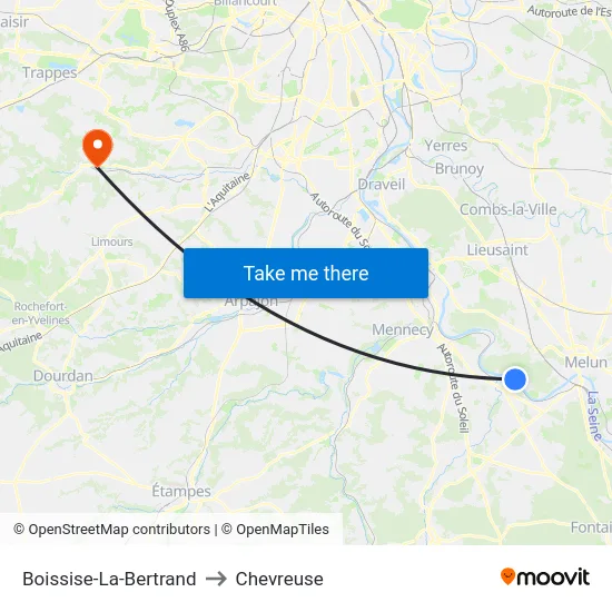 Boissise-La-Bertrand to Chevreuse map