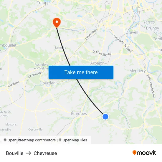 Bouville to Chevreuse map