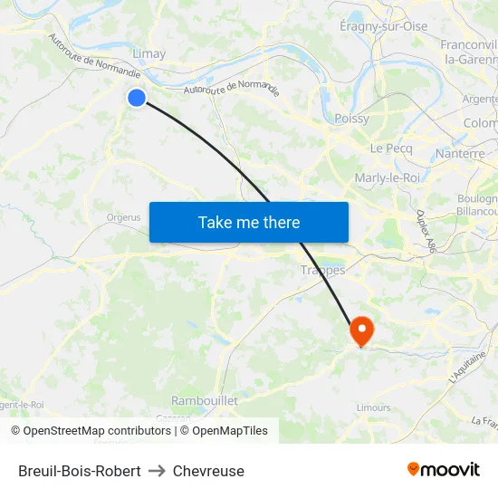 Breuil-Bois-Robert to Chevreuse map