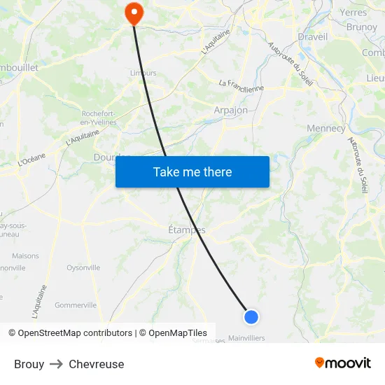 Brouy to Chevreuse map