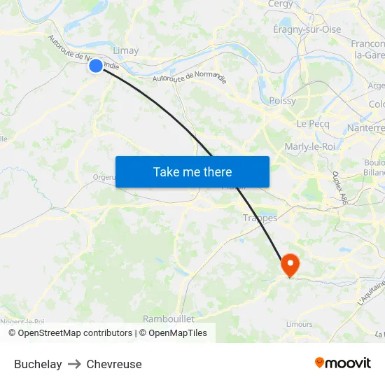 Buchelay to Chevreuse map
