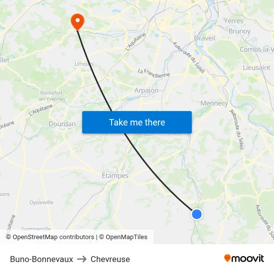 Buno-Bonnevaux to Chevreuse map