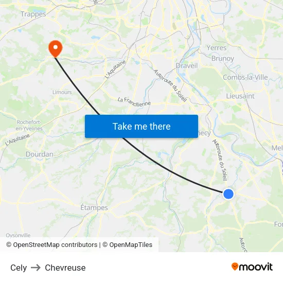 Cely to Chevreuse map