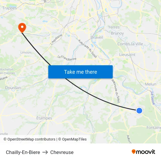 Chailly-En-Biere to Chevreuse map