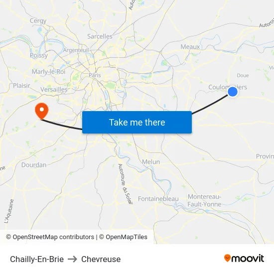 Chailly-En-Brie to Chevreuse map