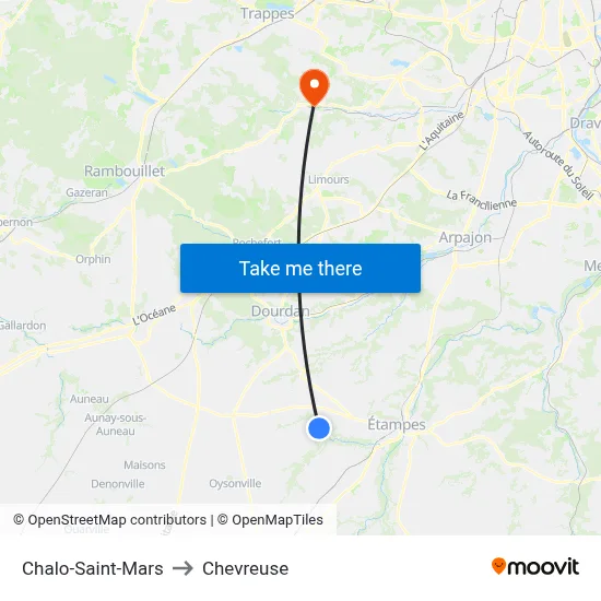 Chalo-Saint-Mars to Chevreuse map