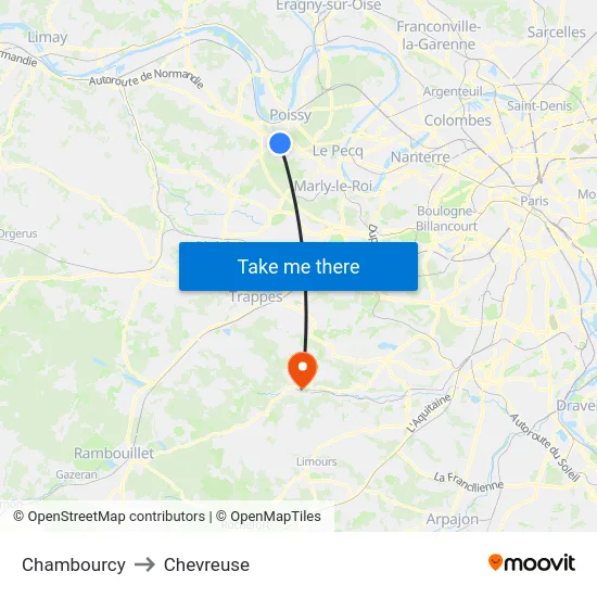 Chambourcy to Chevreuse map