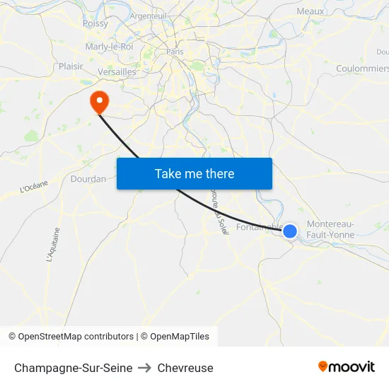 Champagne-Sur-Seine to Chevreuse map