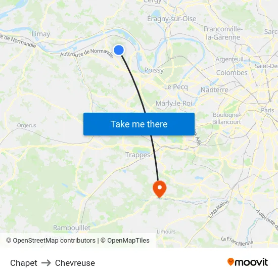 Chapet to Chevreuse map