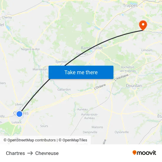Chartres to Chevreuse map
