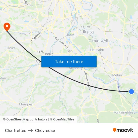 Chartrettes to Chevreuse map