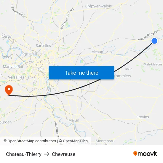 Chateau-Thierry to Chevreuse map