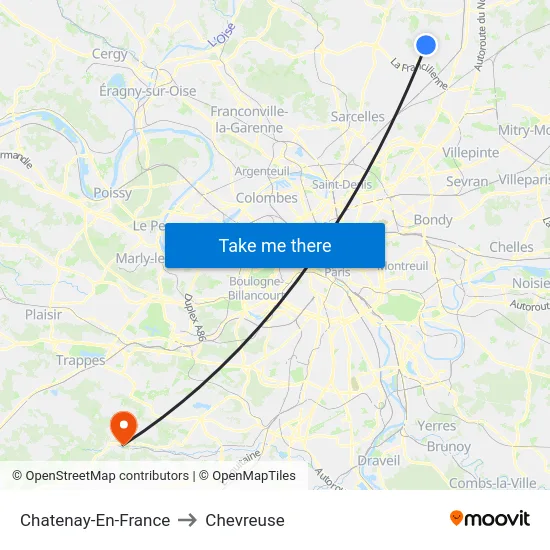 Chatenay-En-France to Chevreuse map