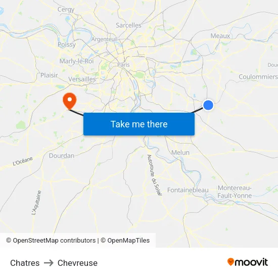 Chatres to Chevreuse map