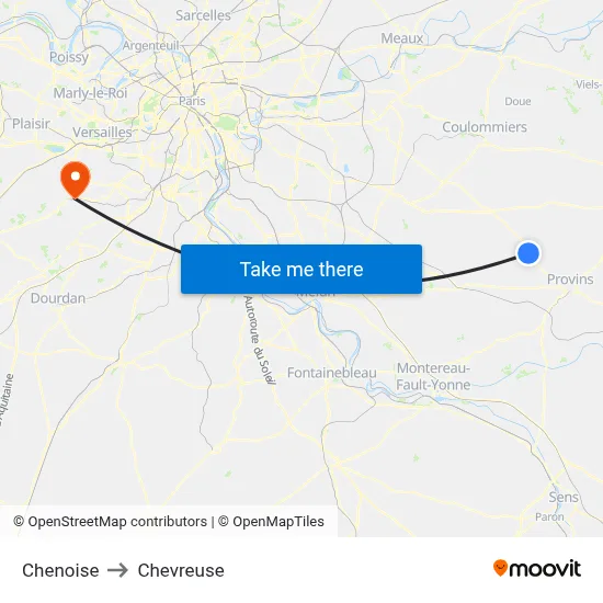 Chenoise to Chevreuse map