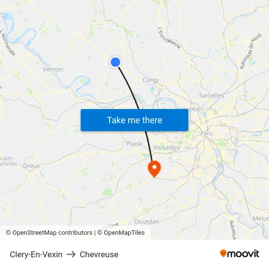 Clery-En-Vexin to Chevreuse map