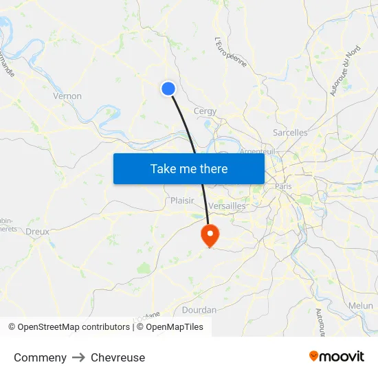 Commeny to Chevreuse map